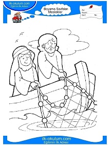 Çocuklar İçin Balıkçı Boyama Sayfaları 